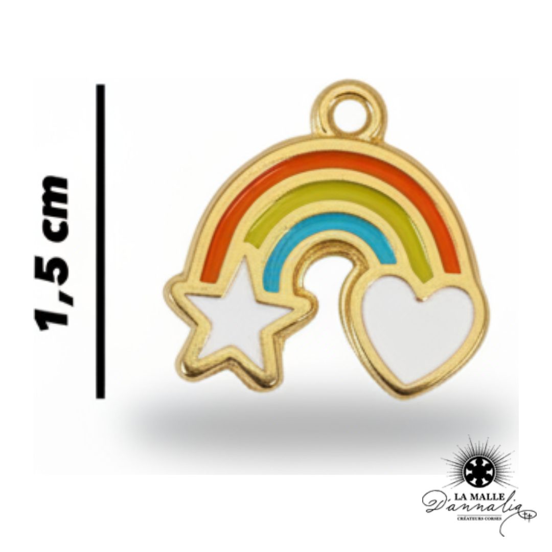 charm arc-en-ciel émail étoile cœur 1,5cm bijou optimiste personnalisé La Malle d'Annalia