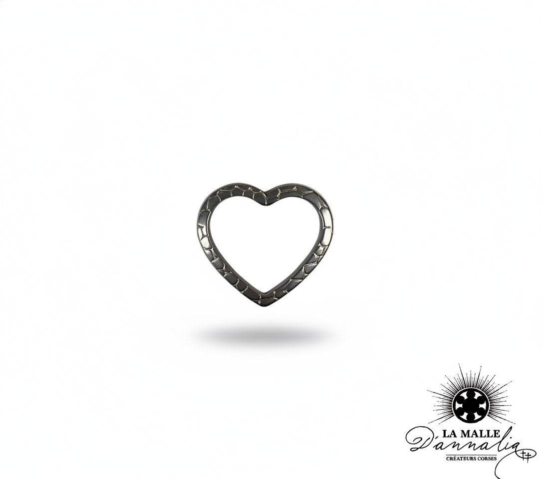 charms cœur en métal argenté vieilli avec motif écailles lamalledannalia