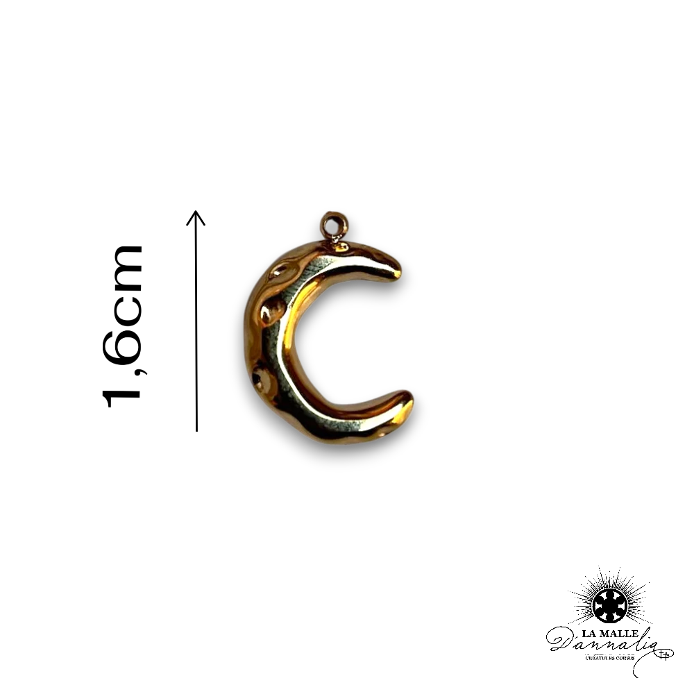 charm lune croissant bombé doré 1,6cm acier inoxydable bijou mystique Bastia La Malle d'Annalia