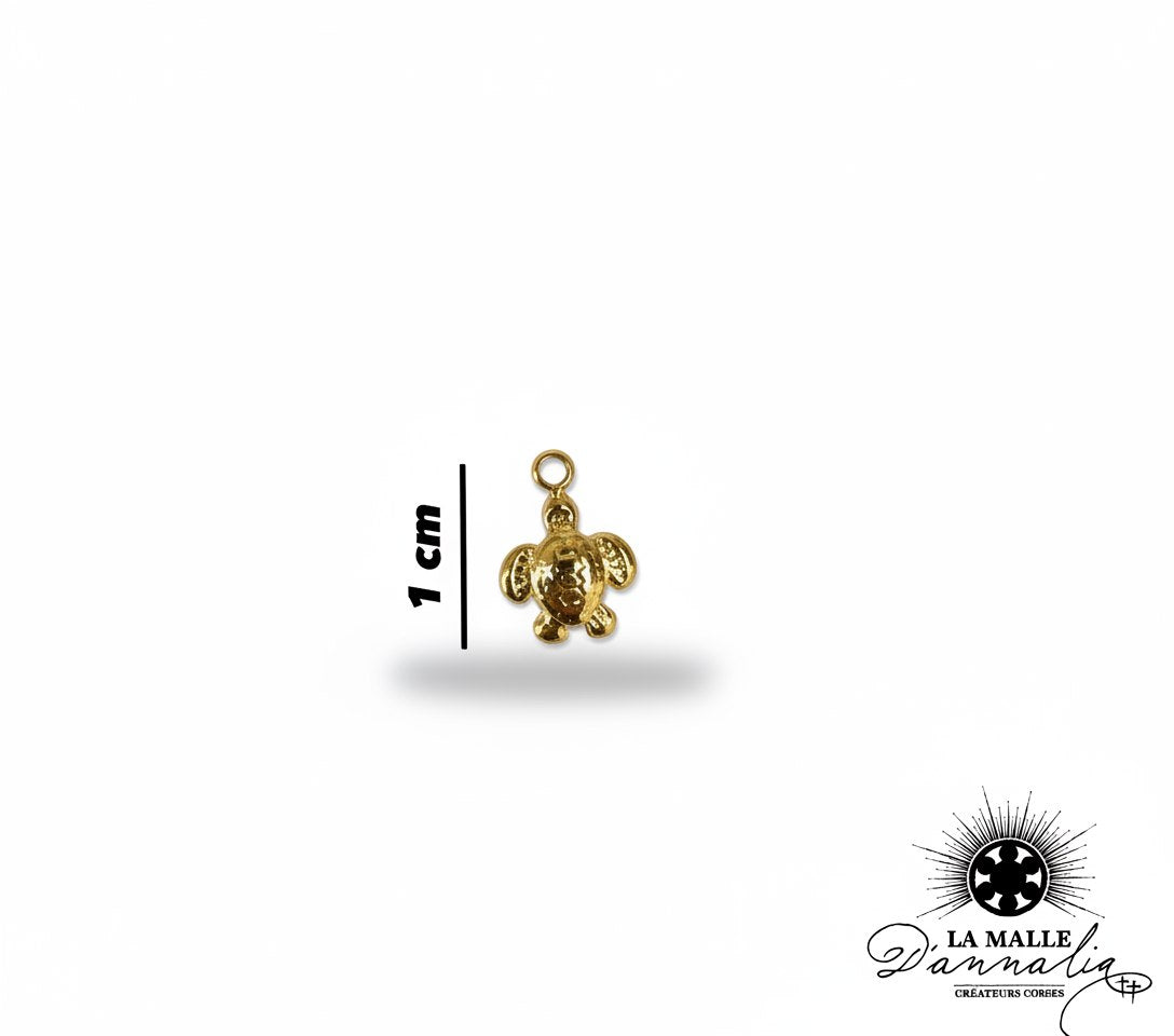 Pendentif tortue dorée en métal pour création de bijoux lamalledannalia