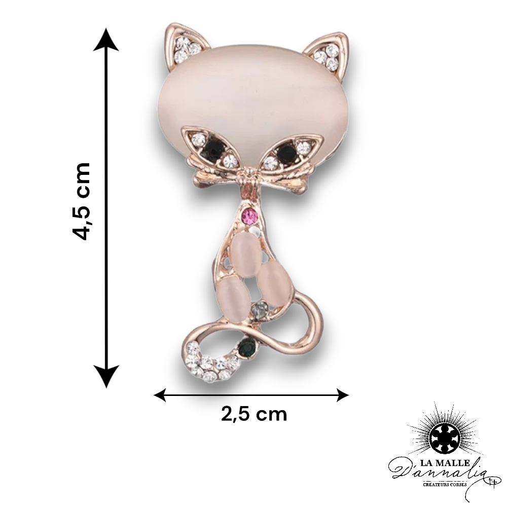 broche bijou chat rose lamalledannalia