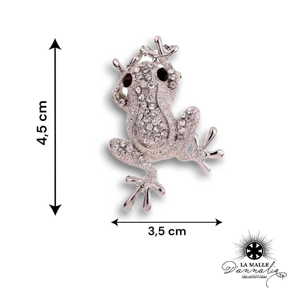 broche bijoux grenouille argent strass lamalledannalia