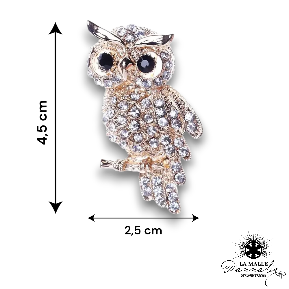 broche bijoux hibou strass lamalledannalia