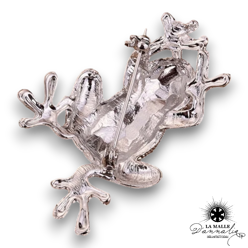 broche bijoux grenouille argent strass lamalledannalia