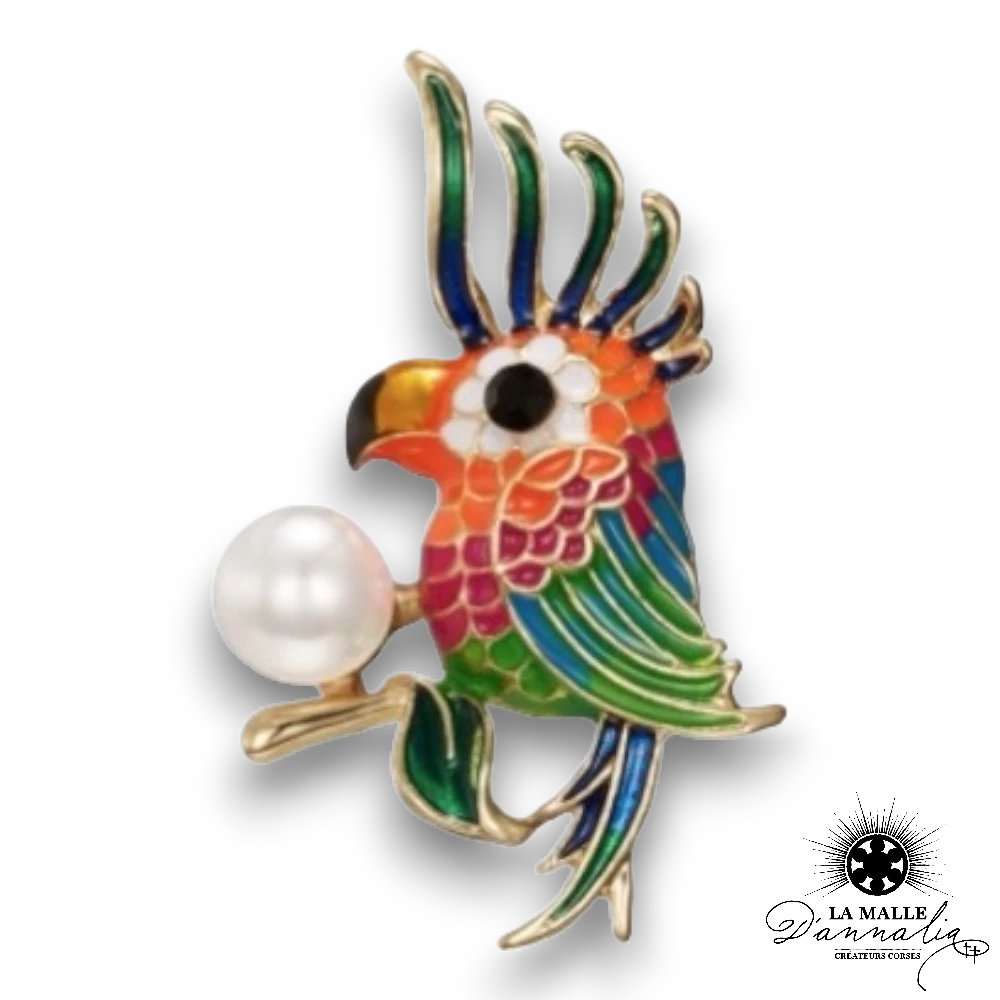 broche bijoux perroquet lamalledannalia