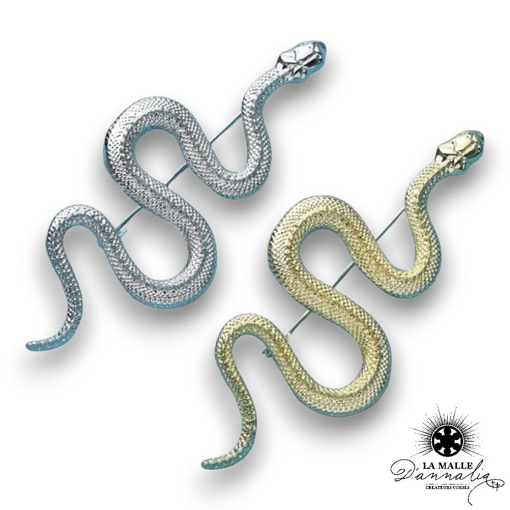 broche bijoux serpent dore argent lamalledannalia