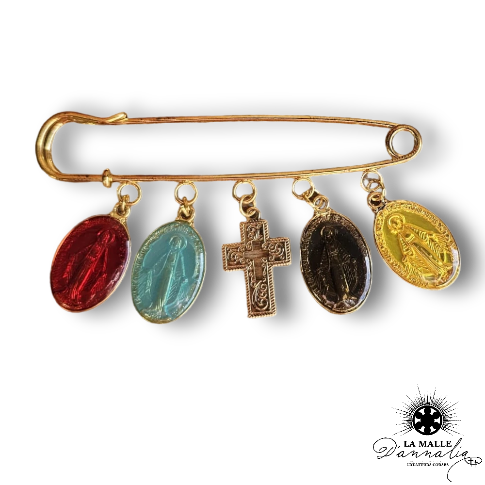 broche fantaisie vierge croix