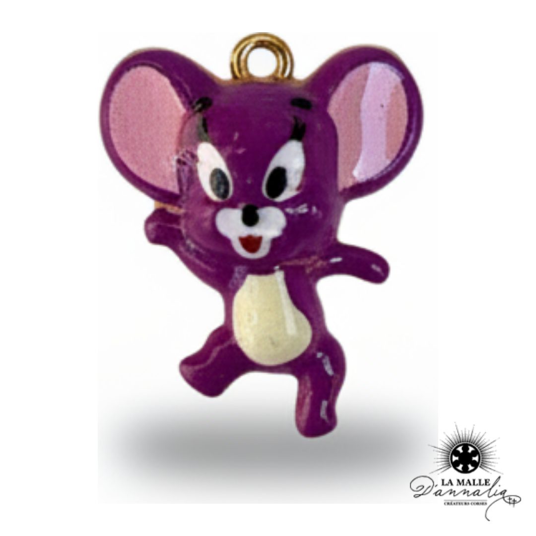 breloque souris émaillée violette rose dessin animé charm fantaisie douceur La Malle d'Annalia