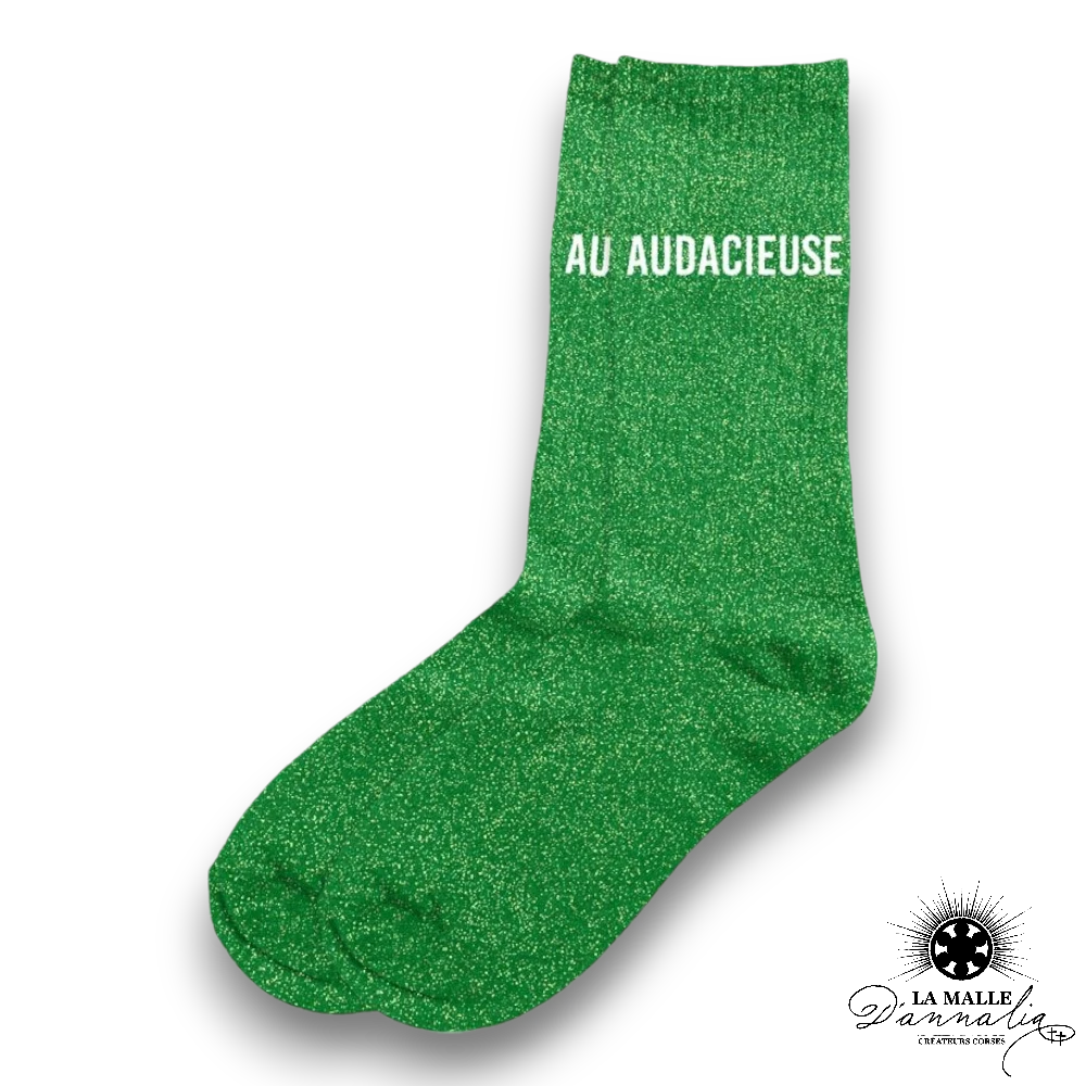 chaussette paillete audacieuse verte mode lamalledannalia