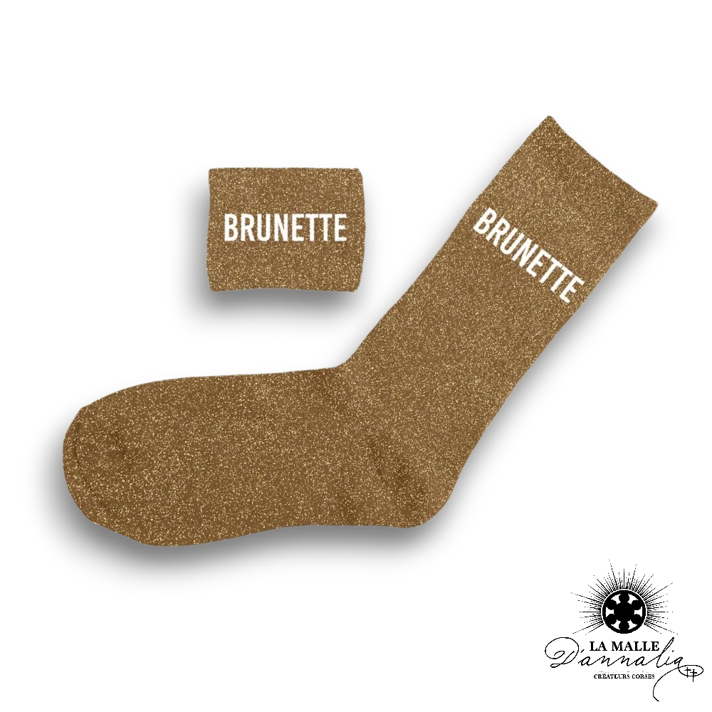 chaussette paillete brunette marron mode lamalledannalia