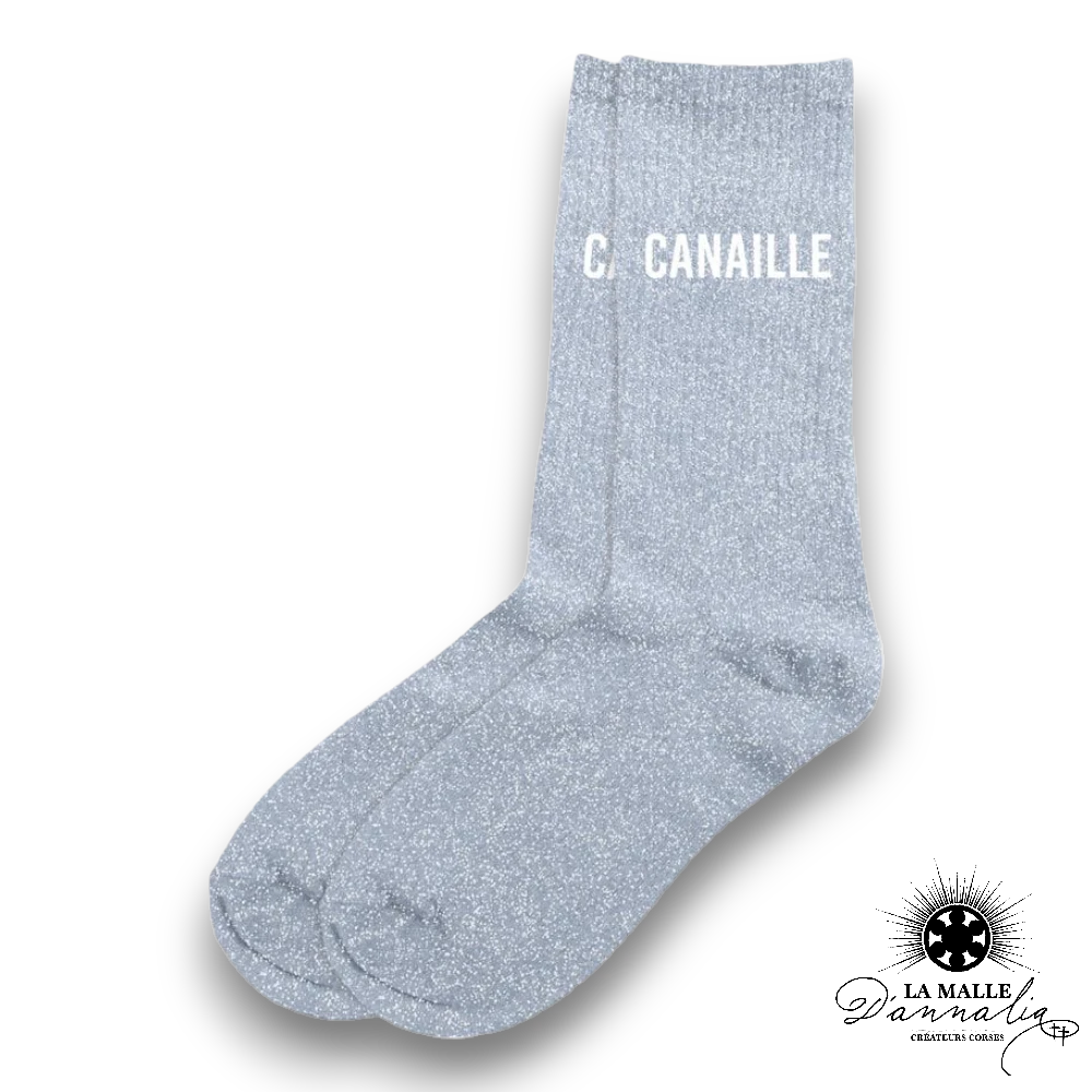 chaussette paillete mode canaille grise lamalledannalia