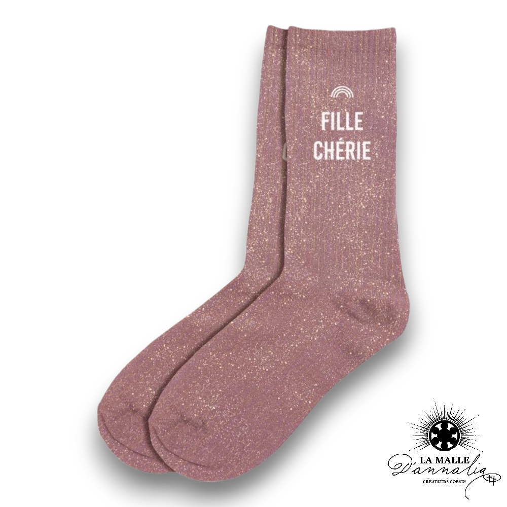 chaussette paillete cherie rose lamalledannalia