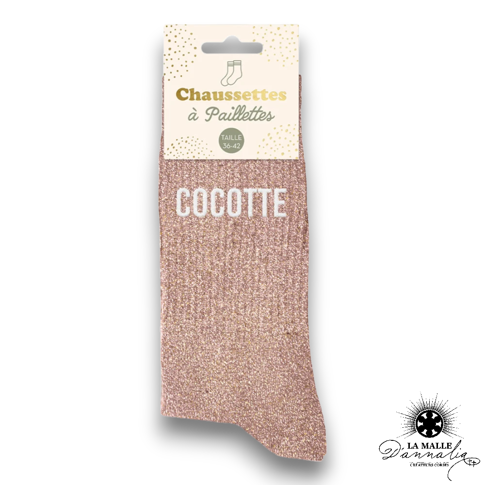 chaussette paillete mode cocotte rose lamalledannalia