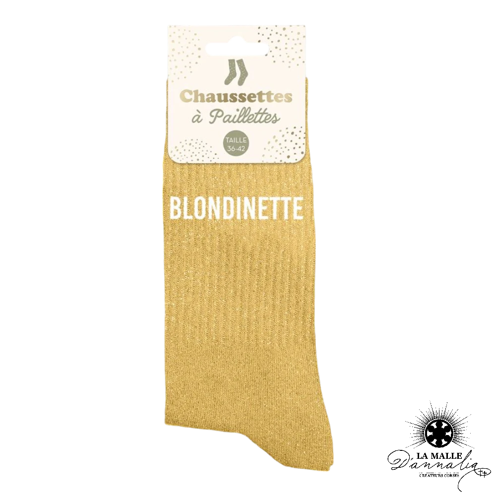 chaussette paillete blondinette dore mode lamalledannalia