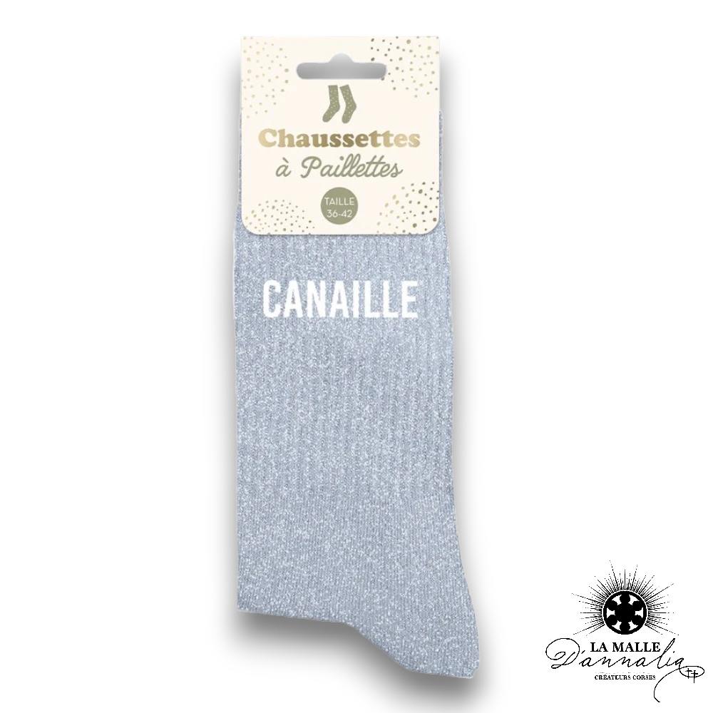 chaussette paillete canaille grise lamalledannalia