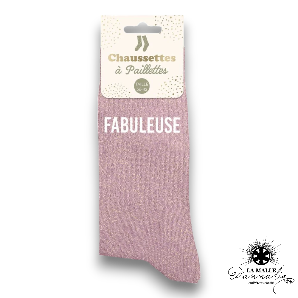 chaussette paillete fabuleuse rose mode lamalledannalia