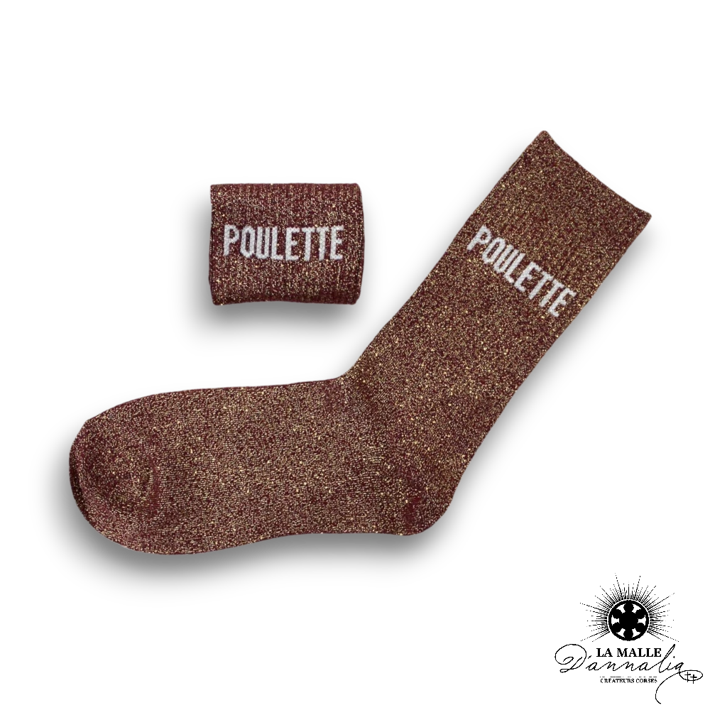 chaussette paillete poulette marron lamalledannalia