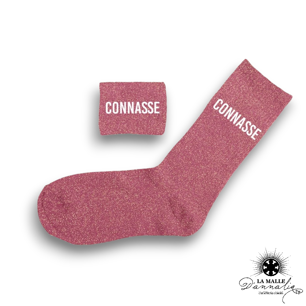 chaussette paillette connasse rose lamalledannalia