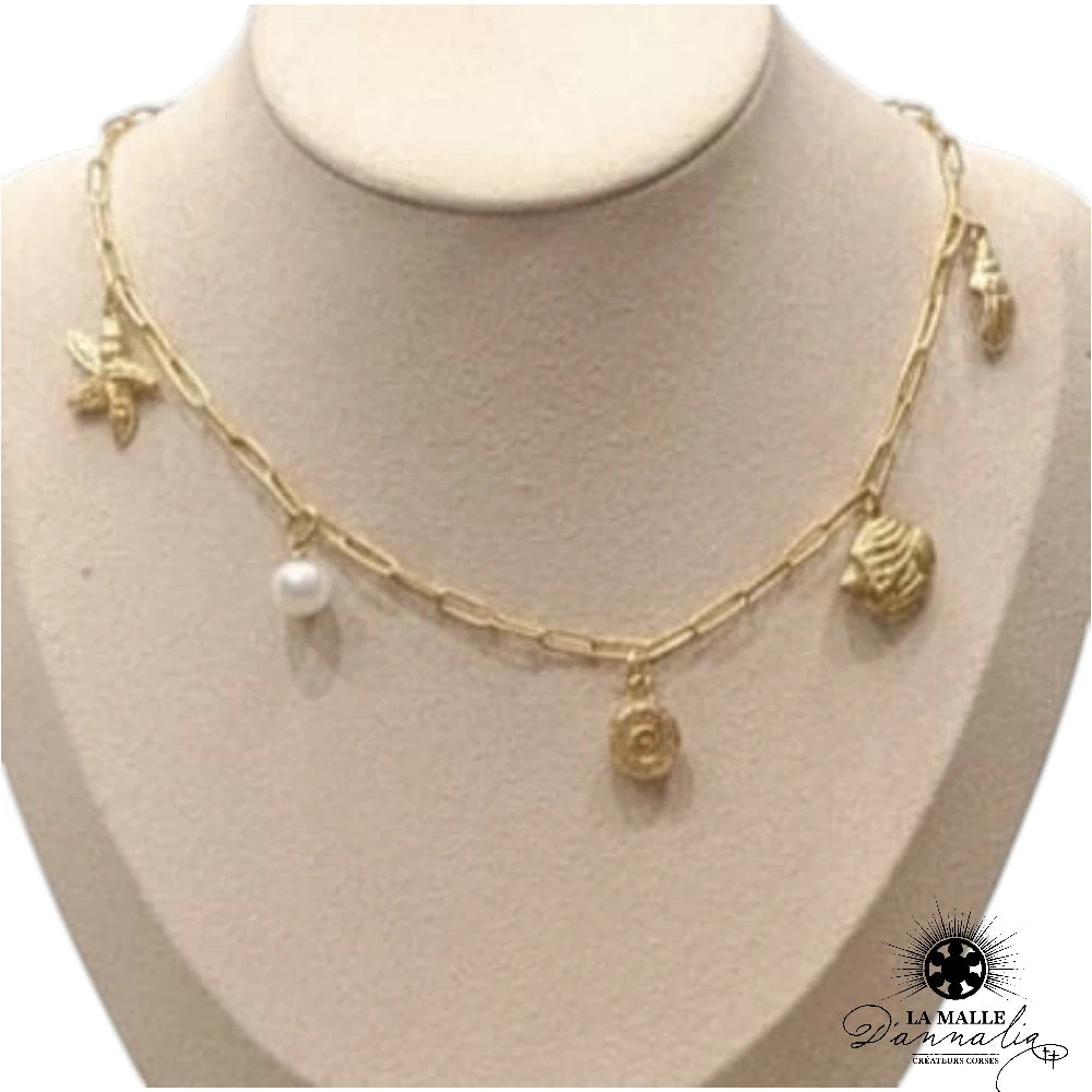 Collier Chaîne Trombone Doré — Pendentif Douille & Charms Marins