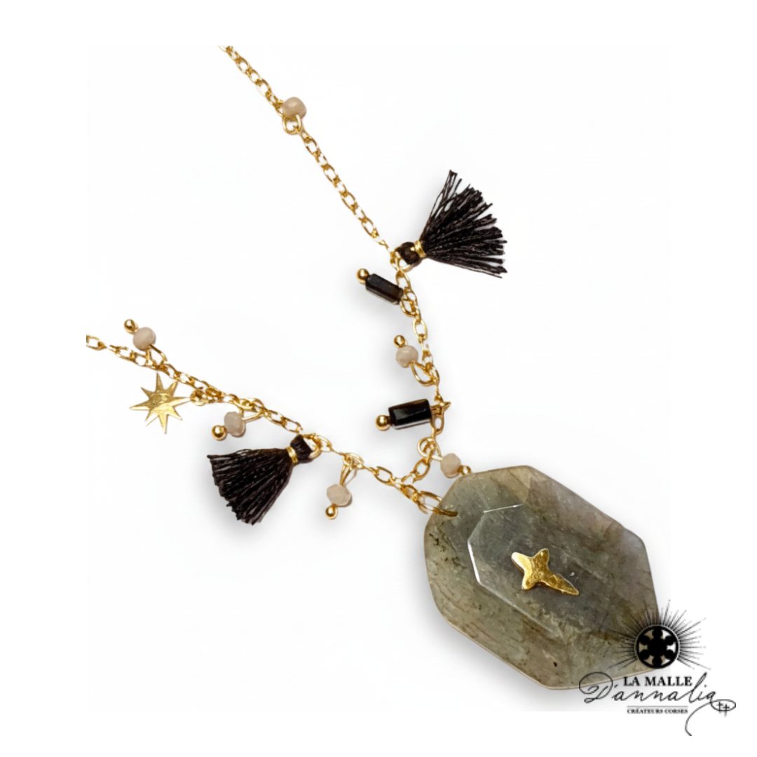 Collier Sautoir Croix & Pompon Acier Chirurgical 316L — Bastia