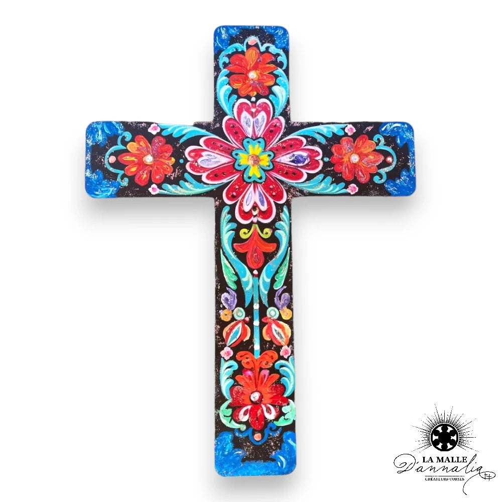 deco-murale-vierge-croix-fleur-religieux-bleu-rouge-lamalledannalia