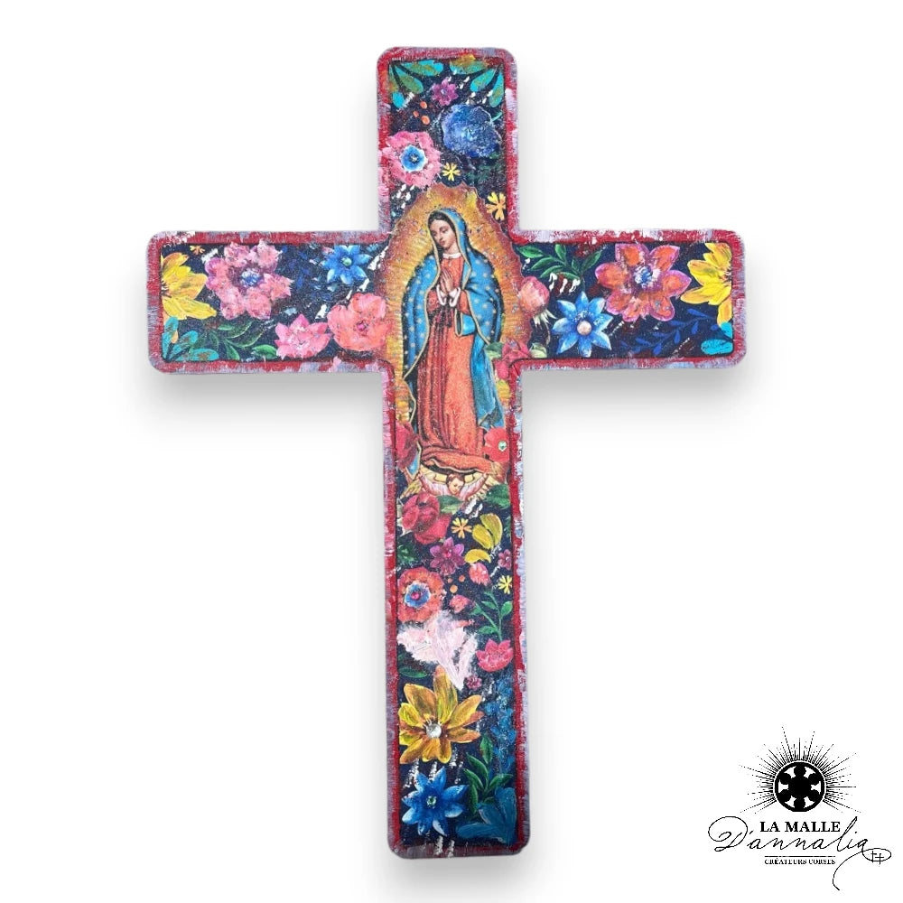 deco-murale-vierge-croix-fleur-religieux-rouge-lamalledannalia