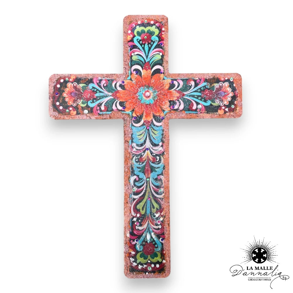 deco-murale-vierge-croix-fleur-religieux-saumon-orange-lamalledannalia
