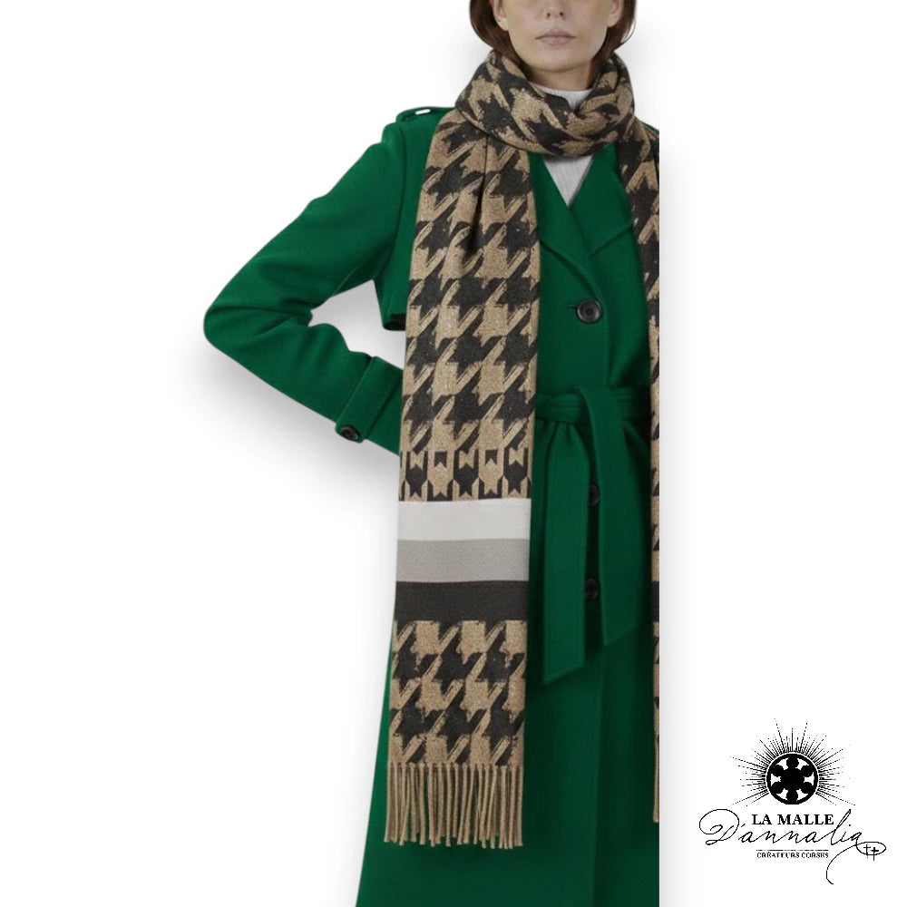 echarpe chic classique discret composition noir blanc polyester lurex lamalledannalia