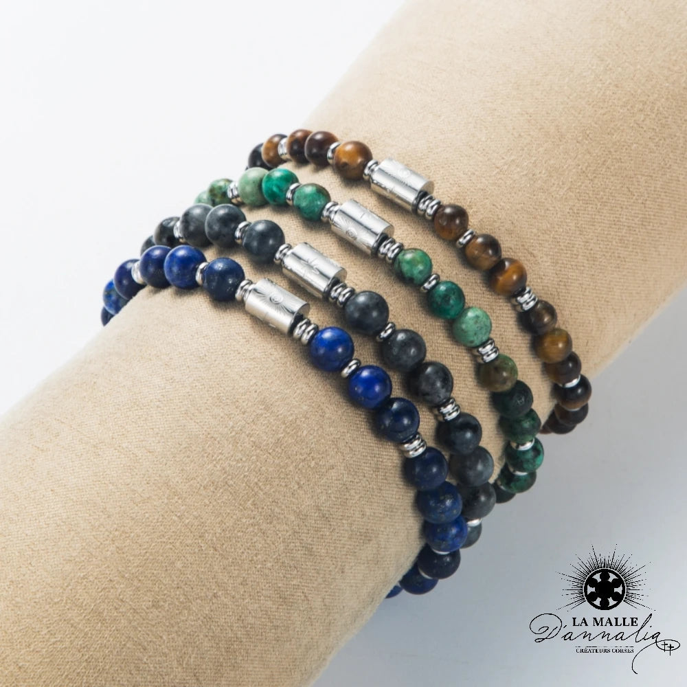 lamalledannalia-Bracelet-pierres-acier-inoxydable-pierres-naturelles-oeil-tigre-lapis-lazuli