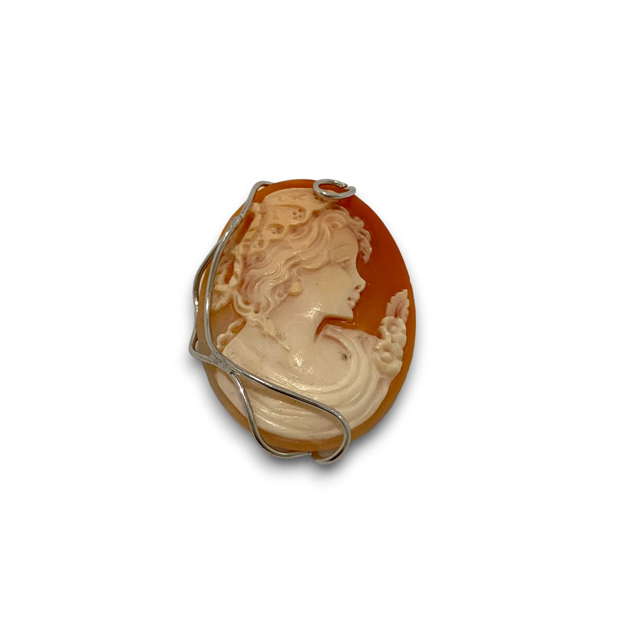 Broche camée sculptée Pendentif en argent - France