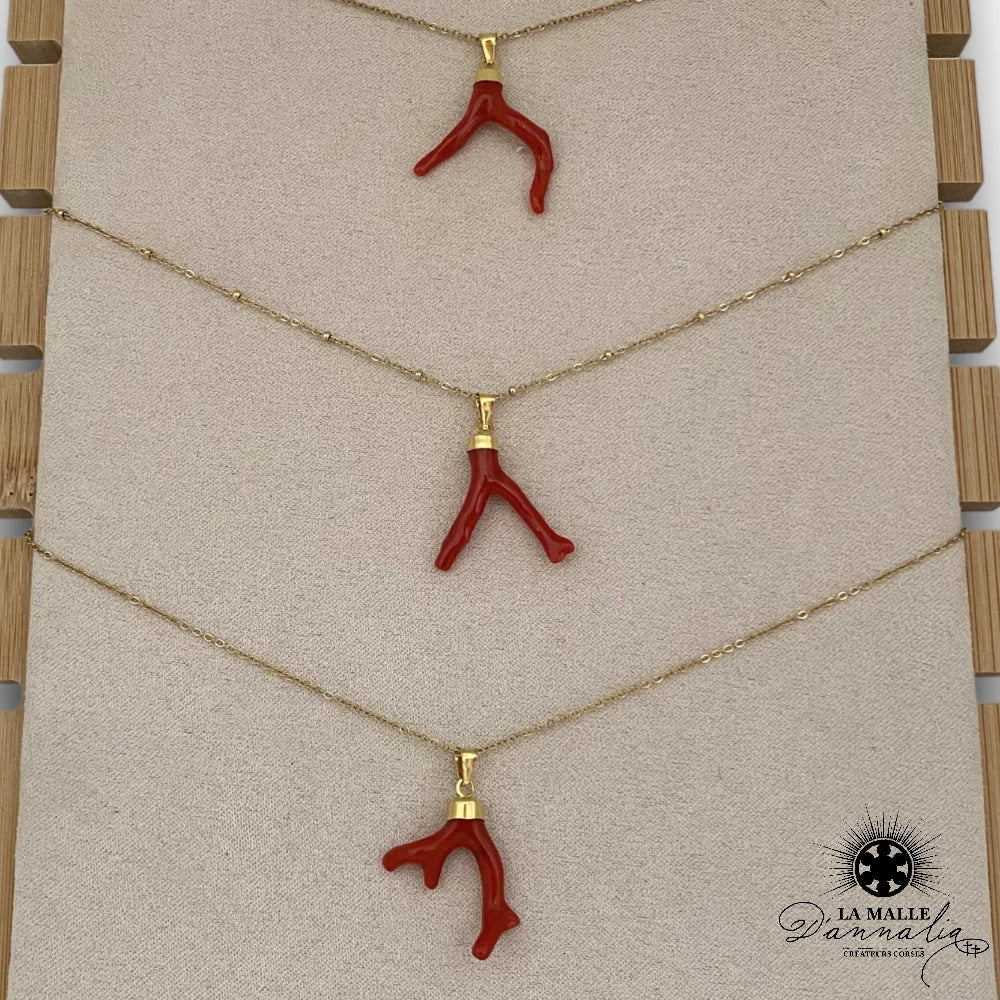 lamalledannalia-Collier-Acier-branche-corail-rouge-plaque-or-creation