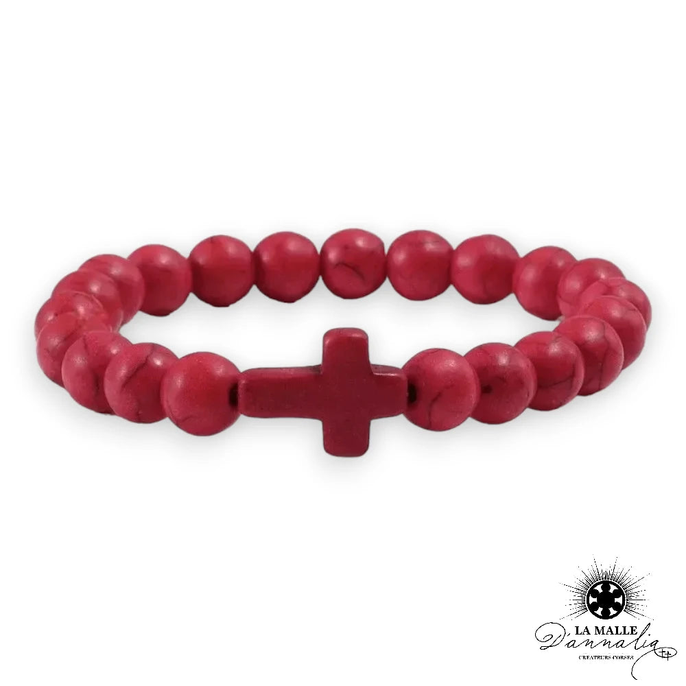 lamalledannalia bijou bracelet perle croix rouge fois religieu