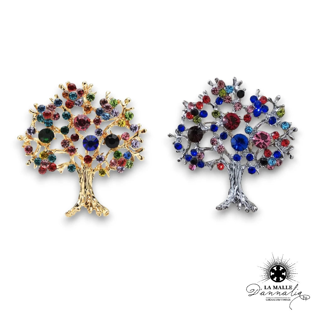lamalledannalia-bijoux-broche-fantaisie-arbre-vie-colore-rouge-strass-bleu-argent-dore