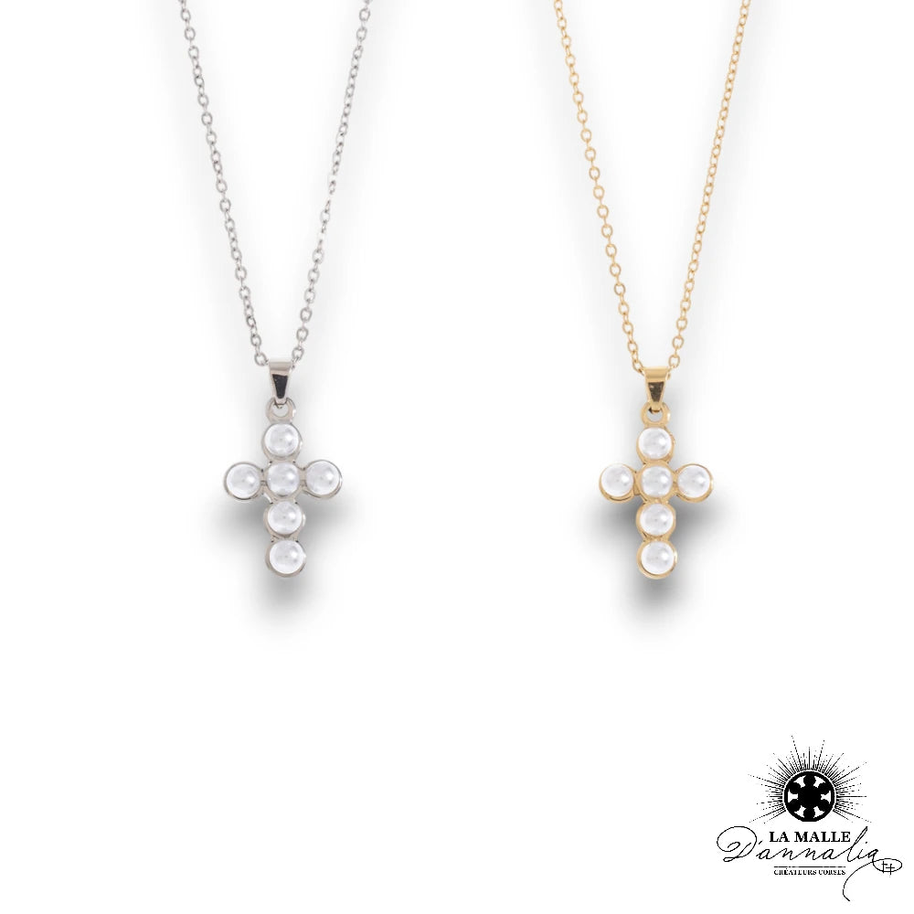 lamalledannalia-bijoux-collier-croix-perle-acier-inoxydable-argent-dore