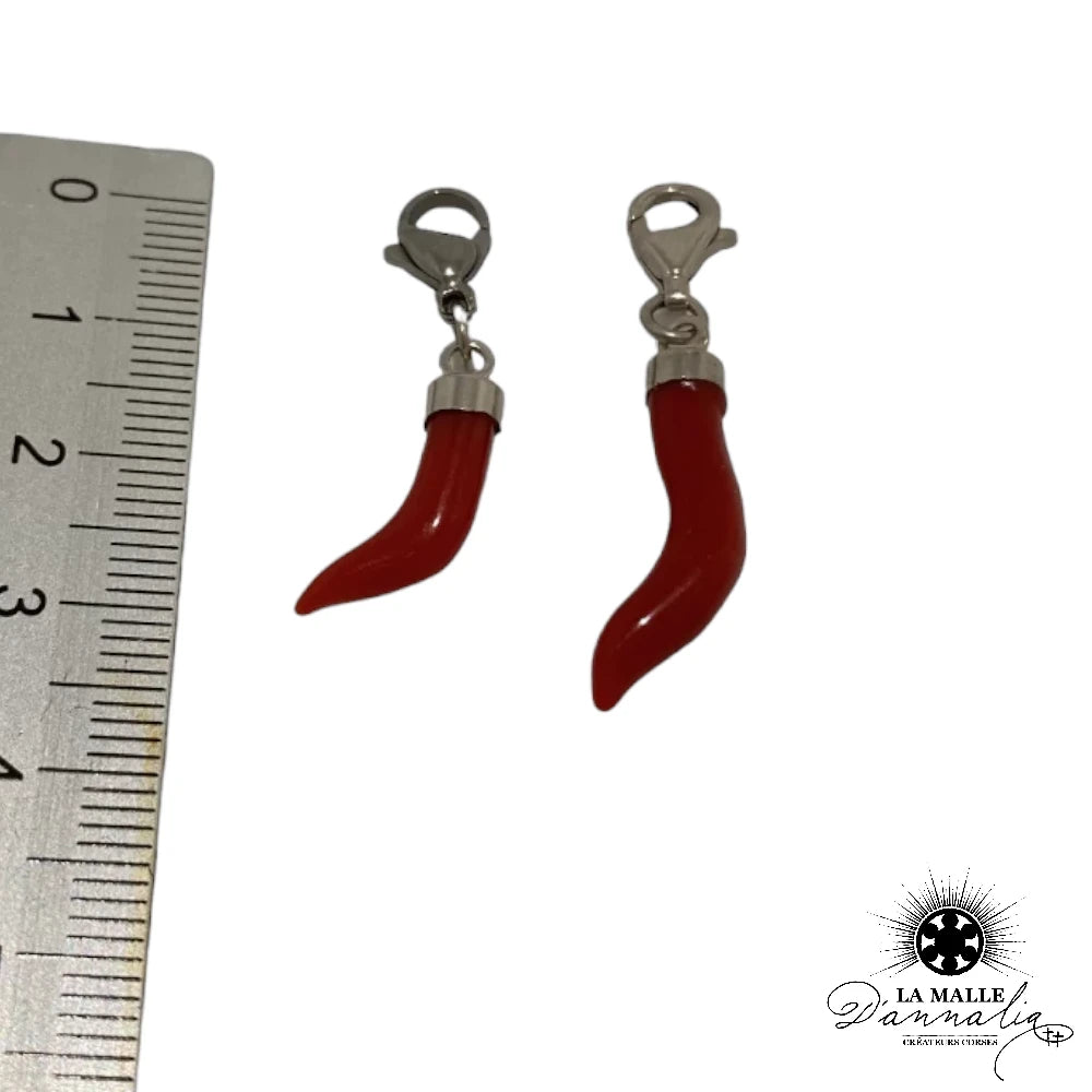 Pendentif Corne Porte-bonheur En Argent 925 - émail Rouge, Couronne Vintage, Charm Pour Bracelet Ou Collier - 9