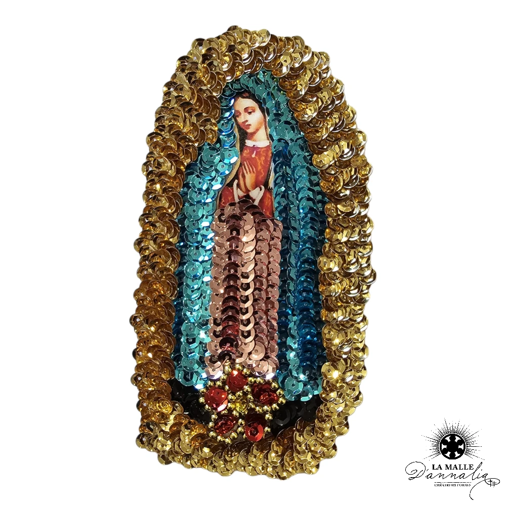 MEXIQUE  : Ecussons Vierge Guadalupe coloris fleur aléatoire