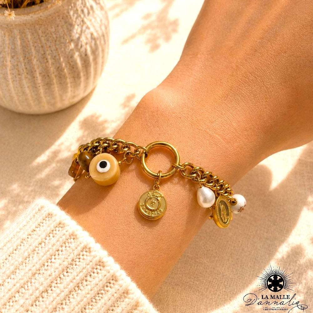 Bracelet Douille & Œil Protection — Charm Talisman Corse 4 Coloris