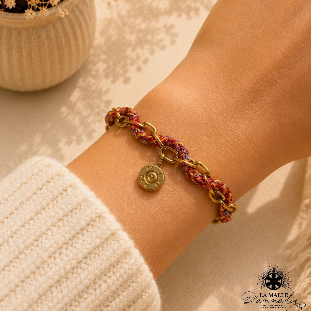 Bracelet Douille Maille Entrelacée Fil — Bijou Artisanal Corse