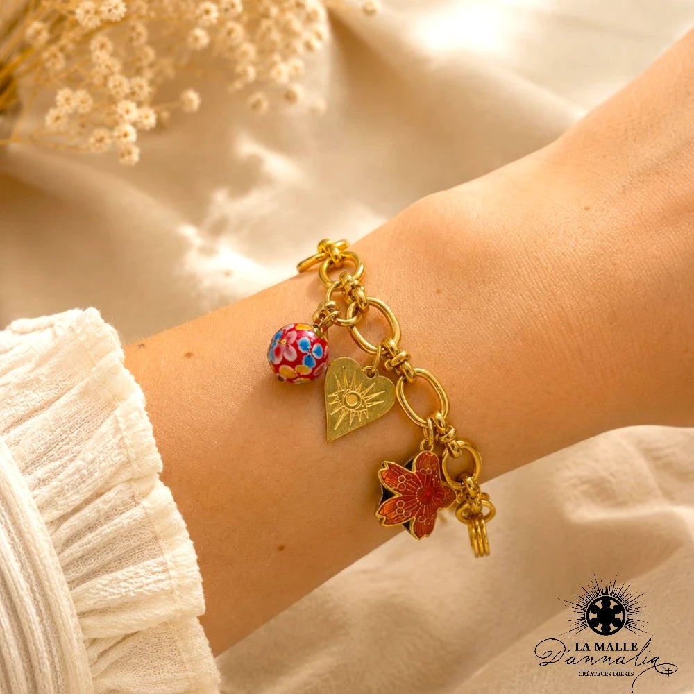 Bracelet Douille Rose Ex Voto — Bijou Symbolique Fait Main Corse