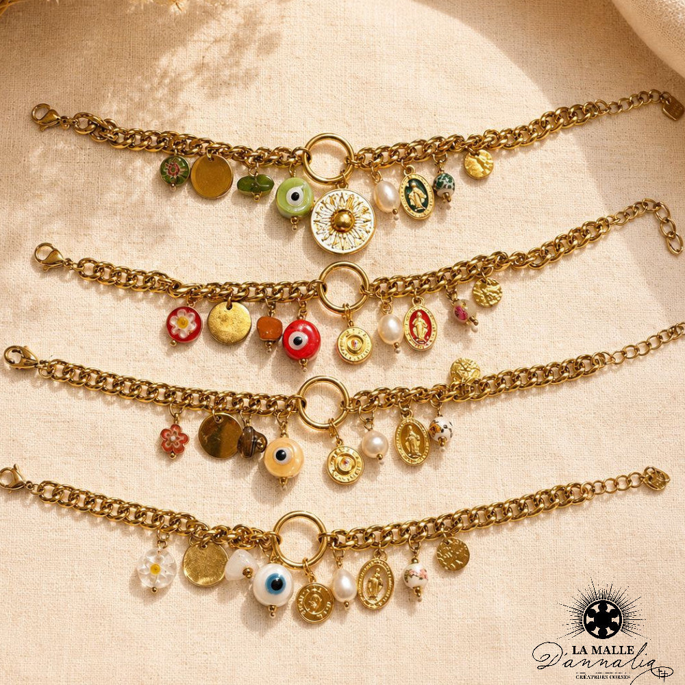 Bracelet Douille & Œil Protection — Charm Talisman Corse 4 Coloris