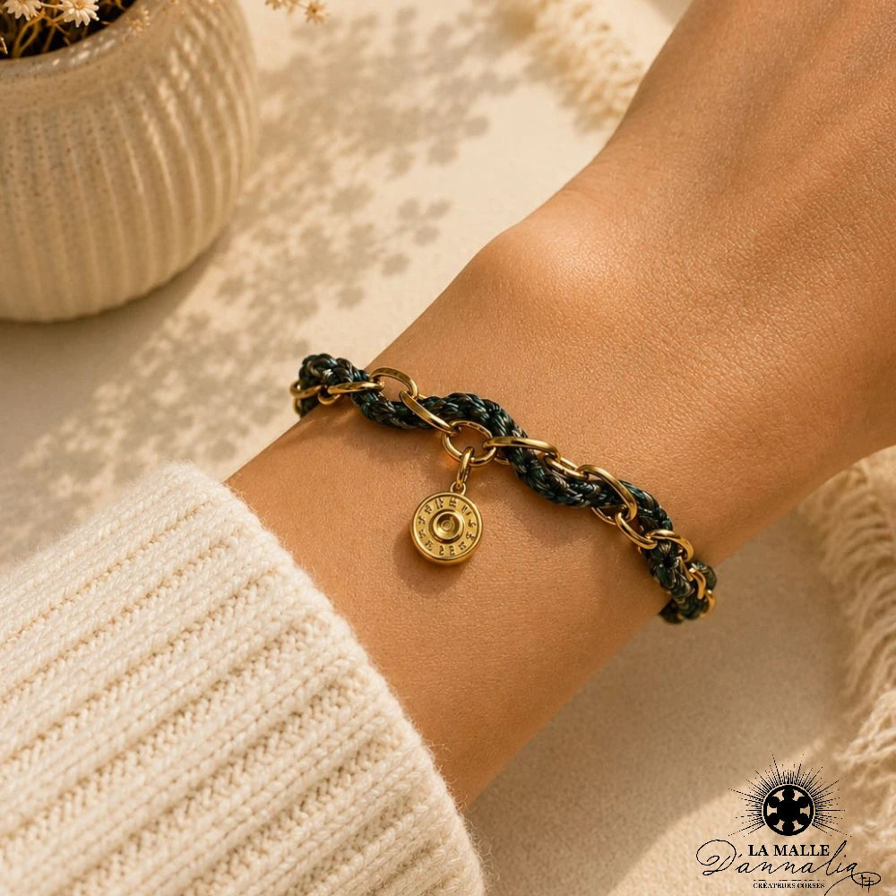 Bracelet Douille Maille Entrelacée Fil — Bijou Artisanal Corse