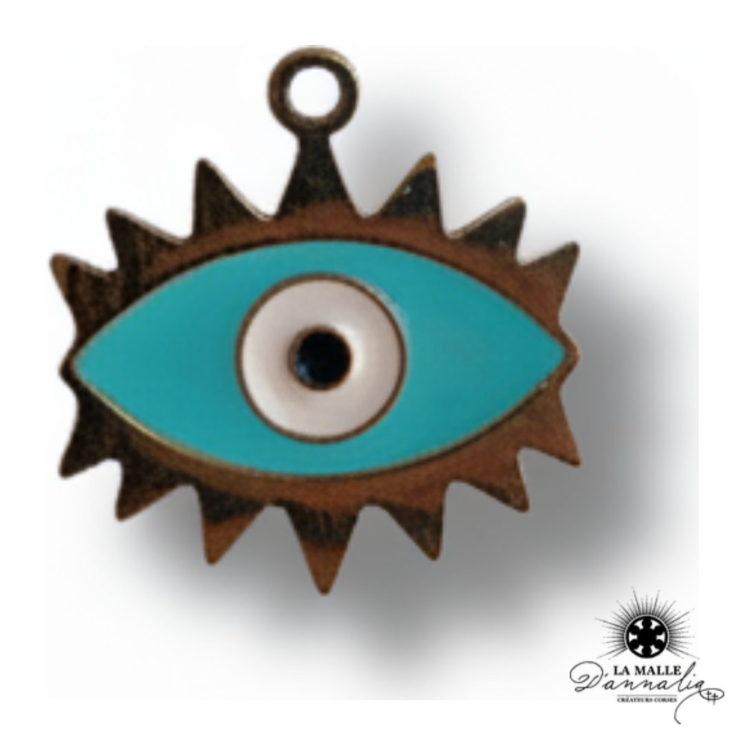 Breloque Œil Bleu avec Cils — Charm Talisman Expressif 1,5 cm