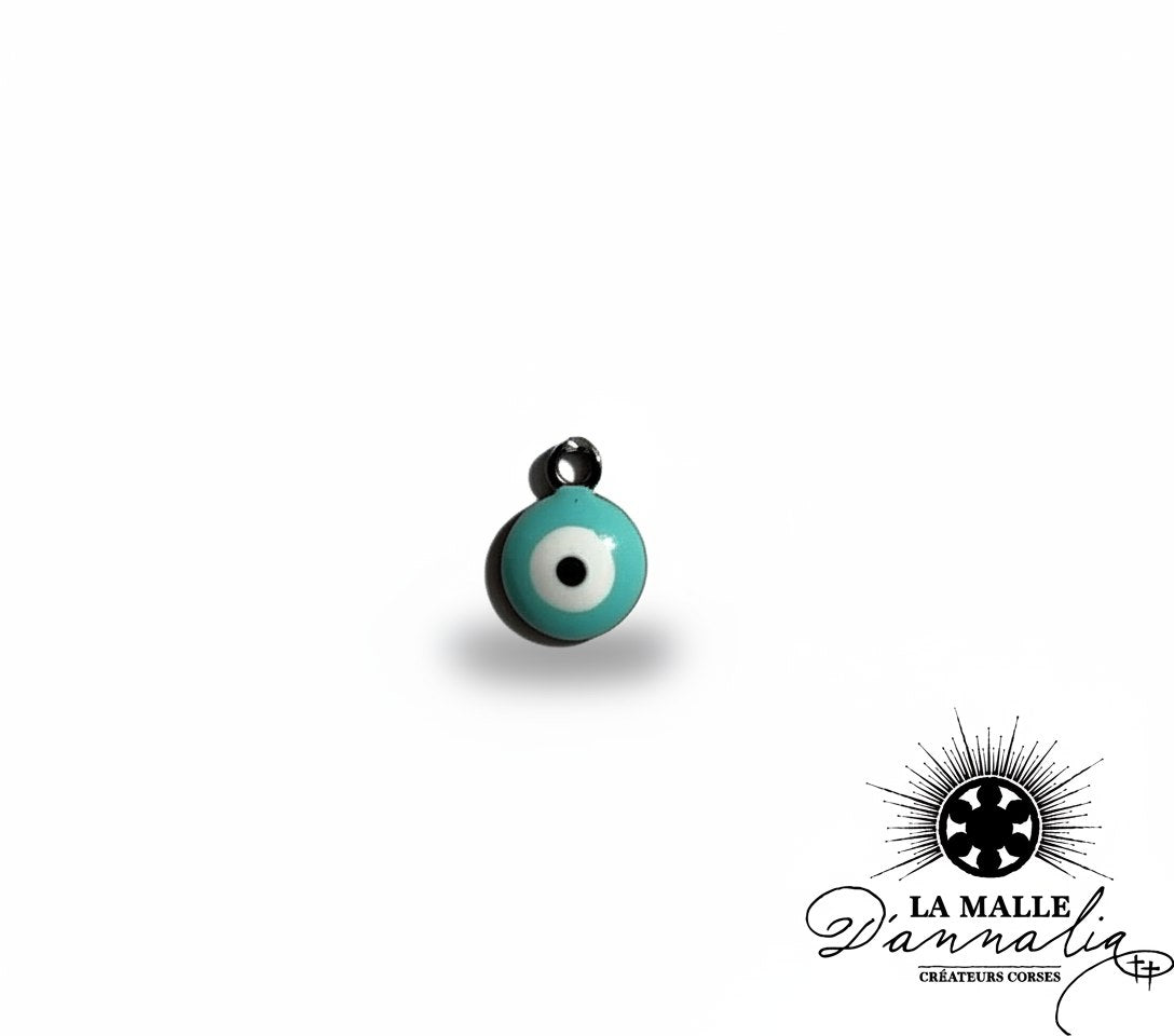Charms petit œil bleu émaillé avec anneau argenté lamalledannalia