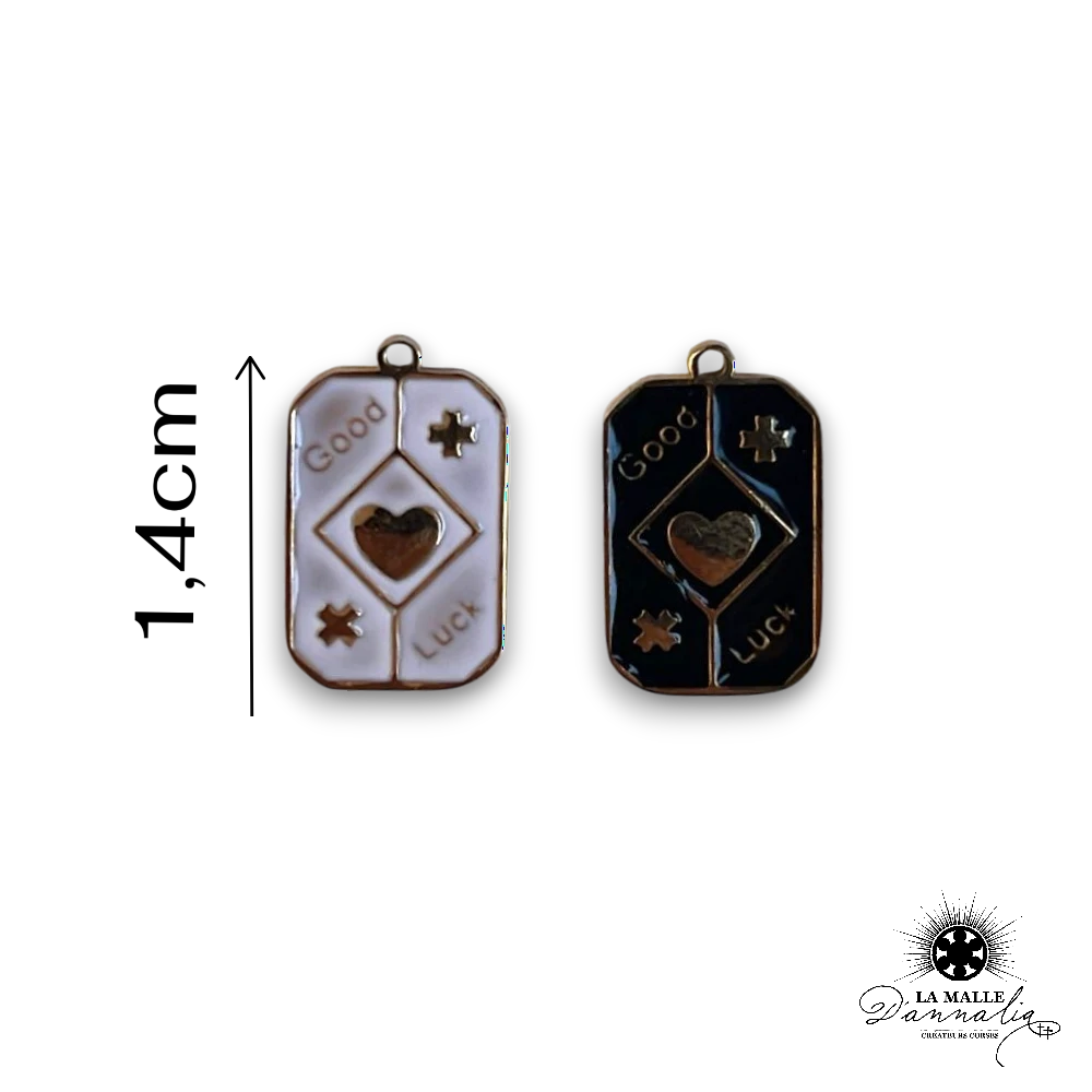 charm good luck émail 1,4cm cœur étoile bijou optimiste acier inoxydable La Malle d'Annalia