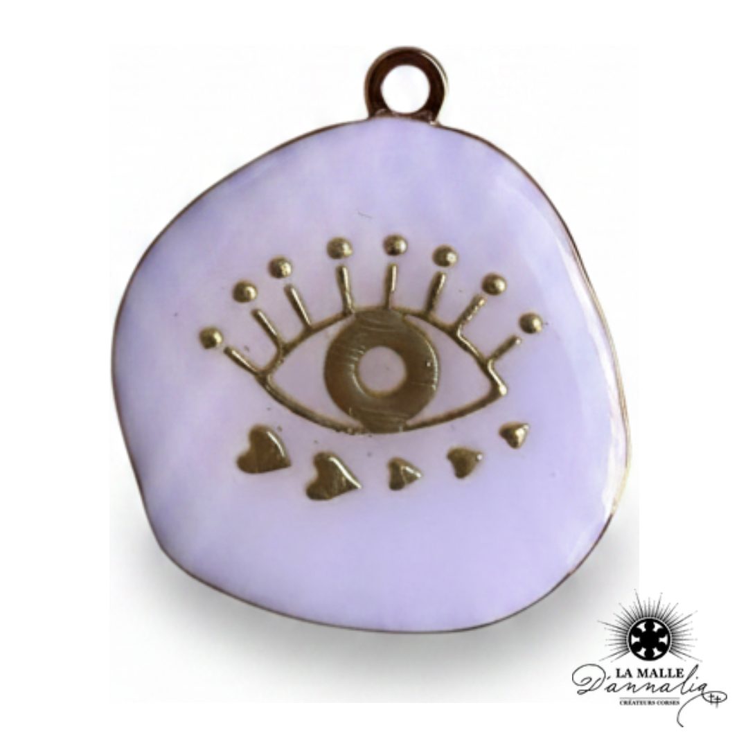 Breloque Grand Œil Blanc Rond — Charm Talisman 3,2 cm