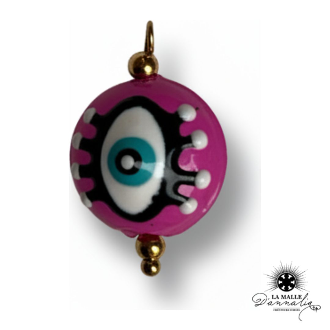 Breloque Petit Œil Rose — Charm Talisman Acier 2,3 cm