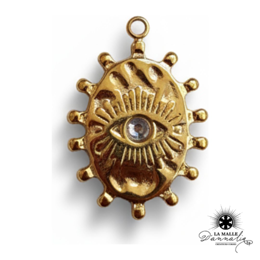 Breloque Solaire Œil Doré — Charm Talisman Rayonnant 2,3 cm