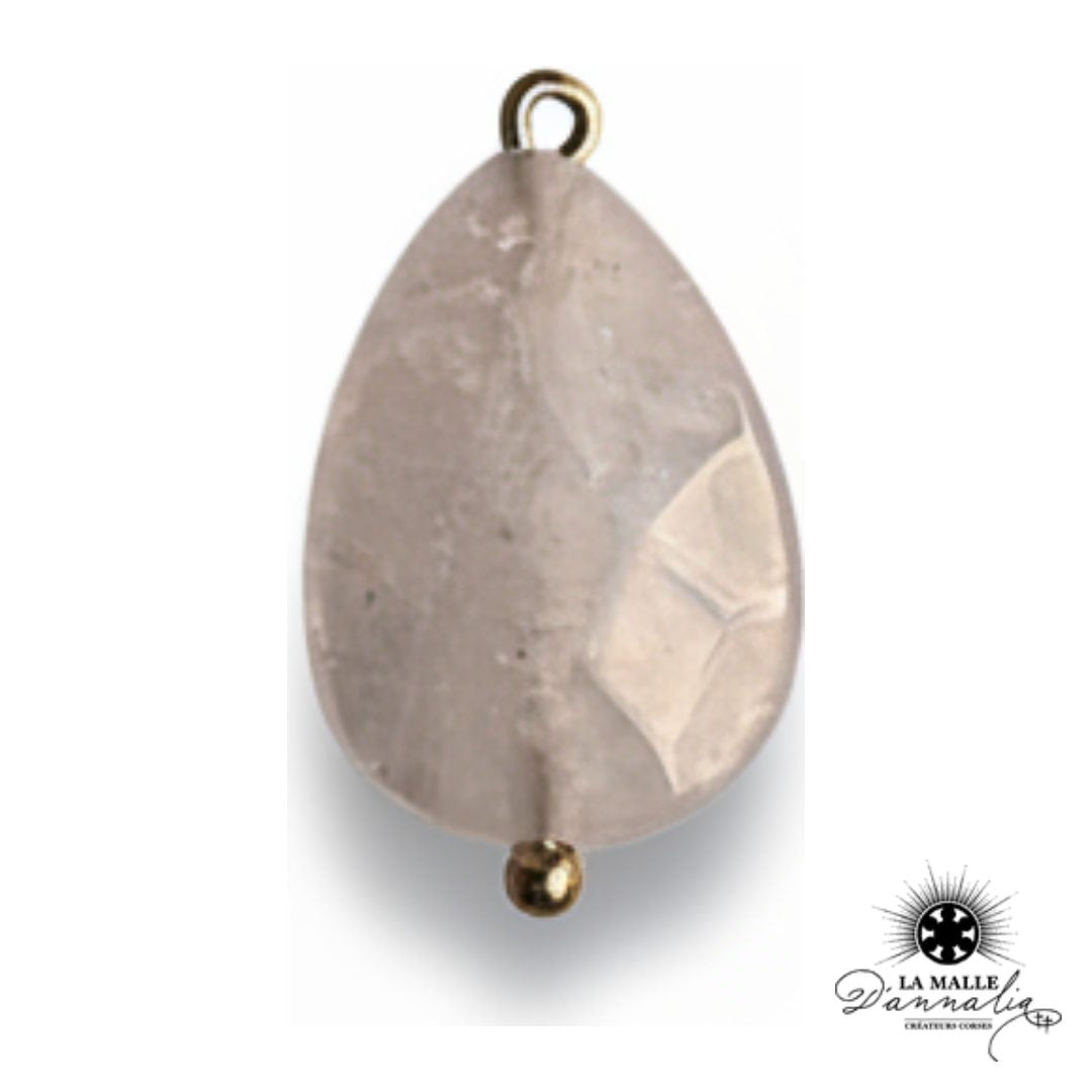 breloque goutte pierre quartz blanc facetté monture dorée charm naturel La Malle d'Annalia
