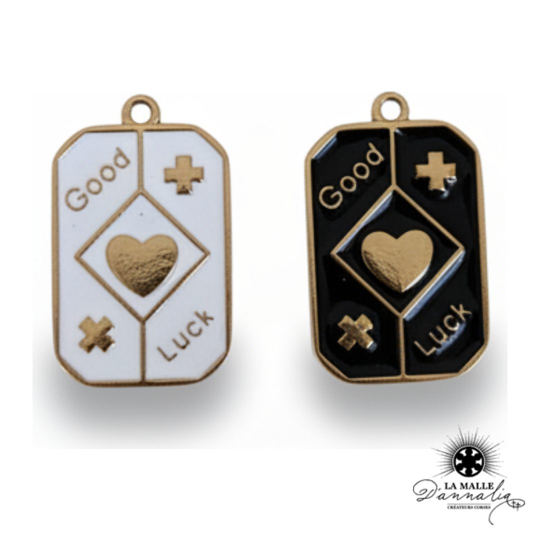 breloque plaque good luck émaillée cœur étoile charm porte-bonheur coloré La Malle d'Annalia