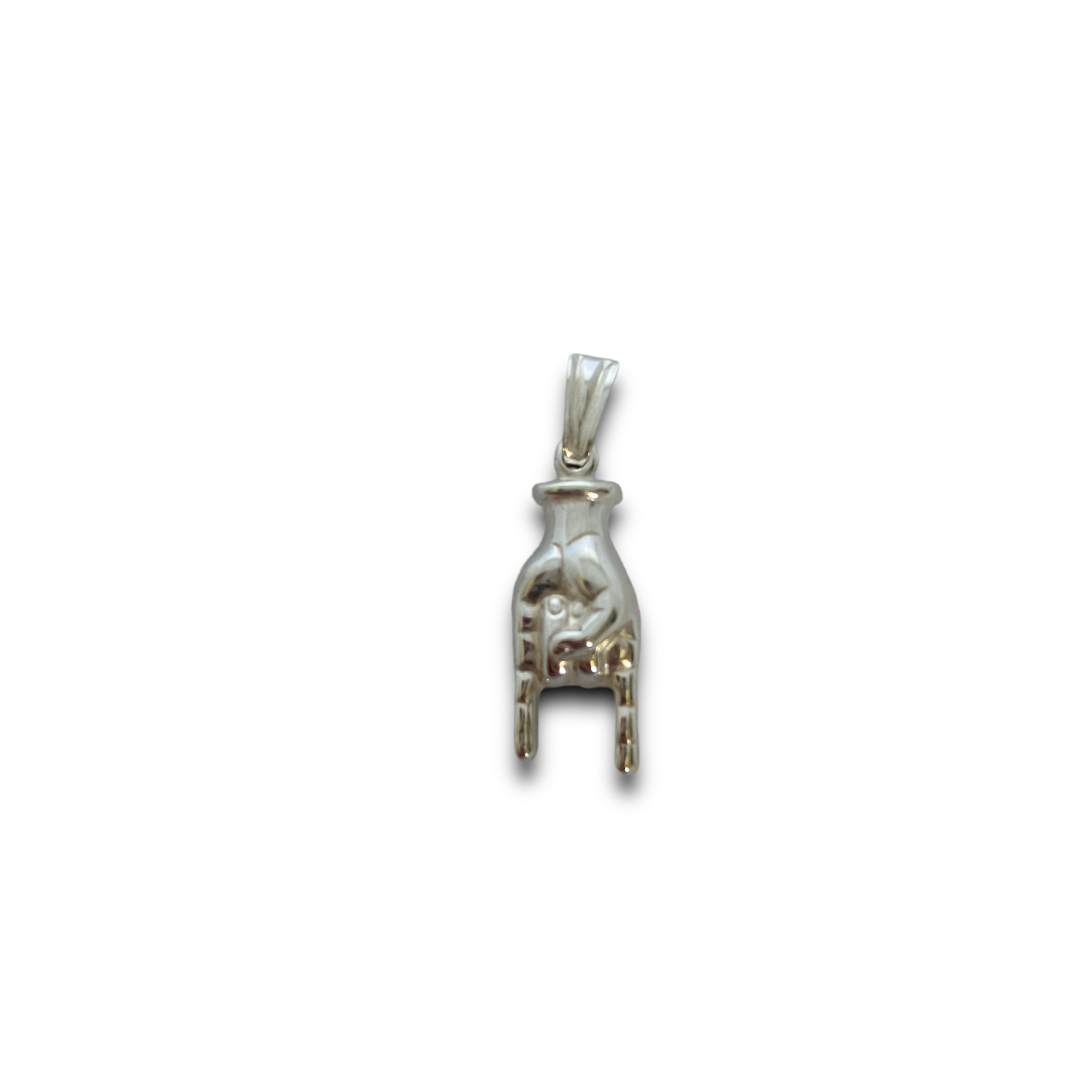 Pendentif grande main corne en argent 925